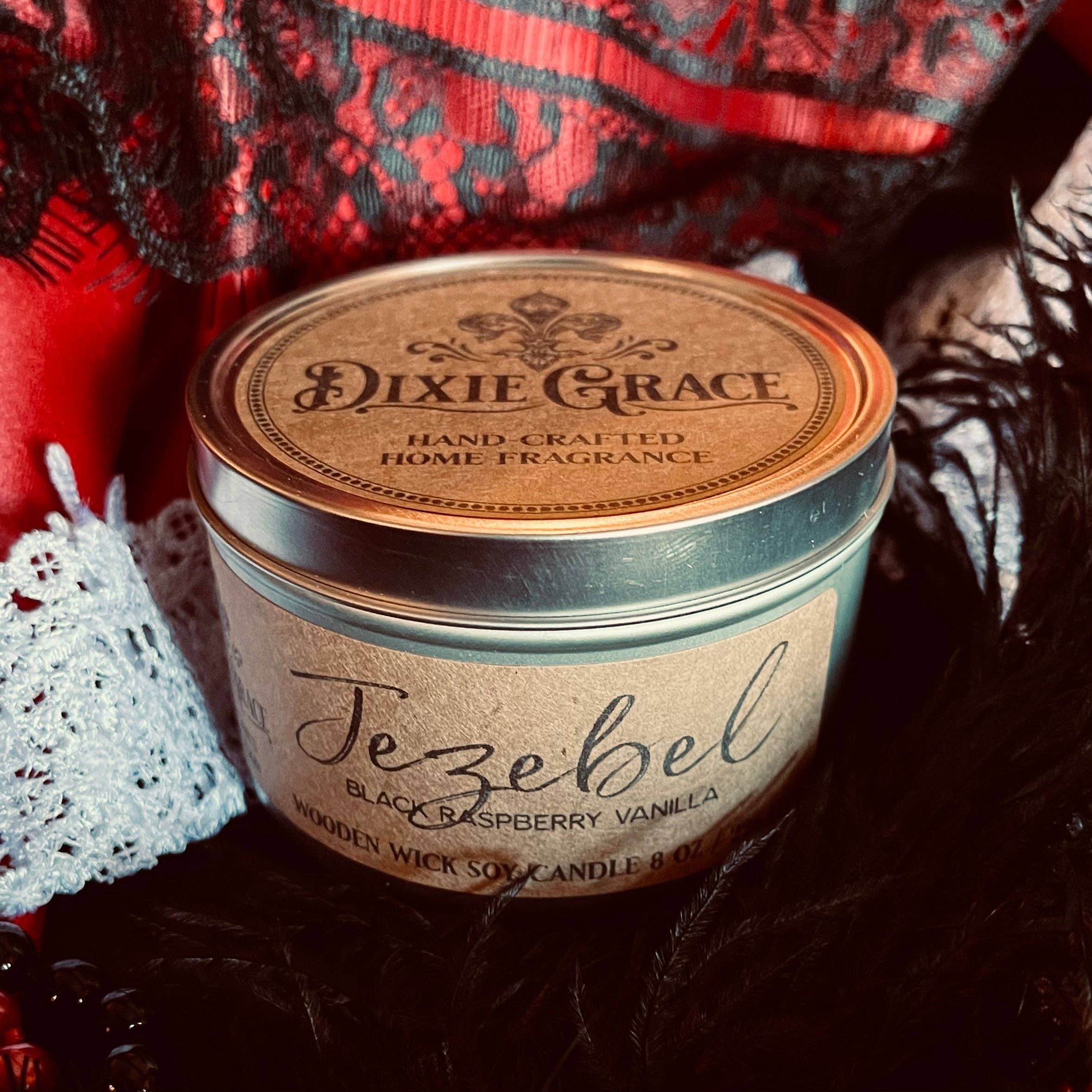 Dixie Grace 8 oz Tin Wood Wick Candle